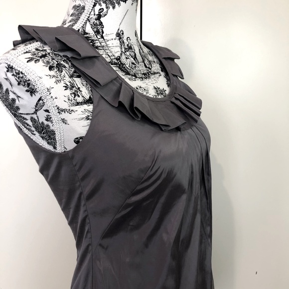 CUE Metallic Frill Tank Top Steel Grey Sleeveless Scoop Neck Ruffle Pleat Size 6 - Picture 7 of 15